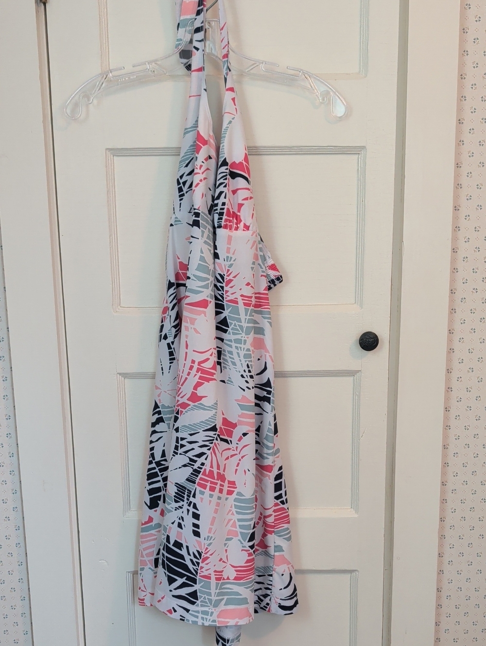 Columbia PFG Fishing Halter Sundress Pink White Navy Small Smock Back Empire